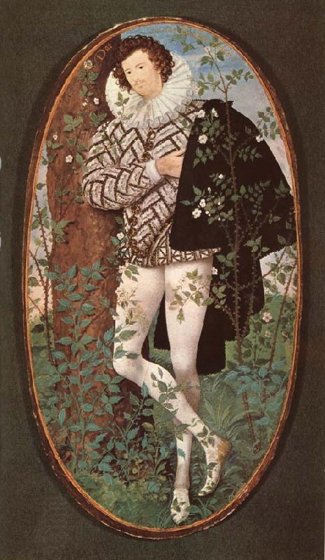 Nicholas Hilliard An unknown Youth Leaning against a tree among roses China oil painting art